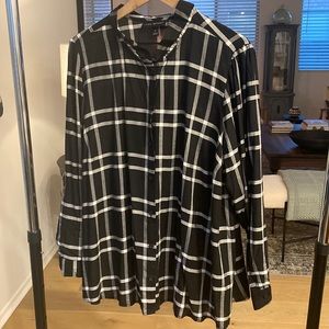 Lane Bryant No-Peek Ruffle-Neck Plaid Blouse (Size 20)